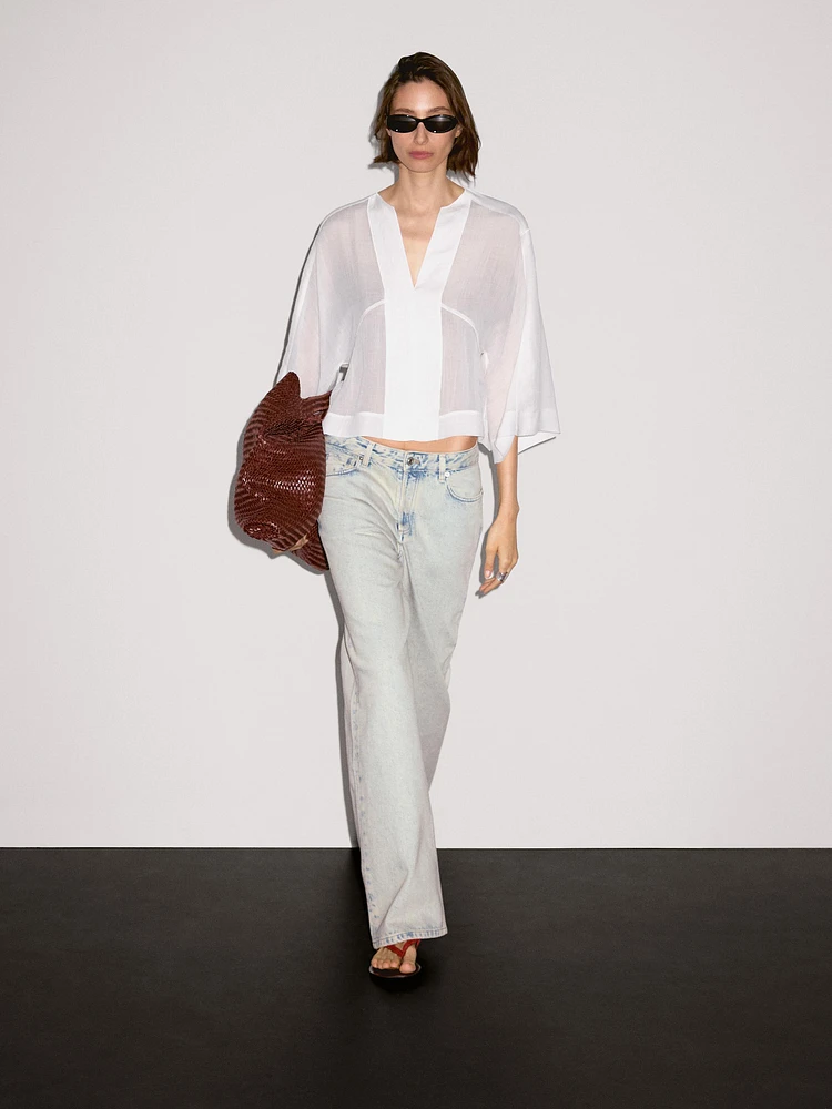 Blouse fluide lin coutures apparentes