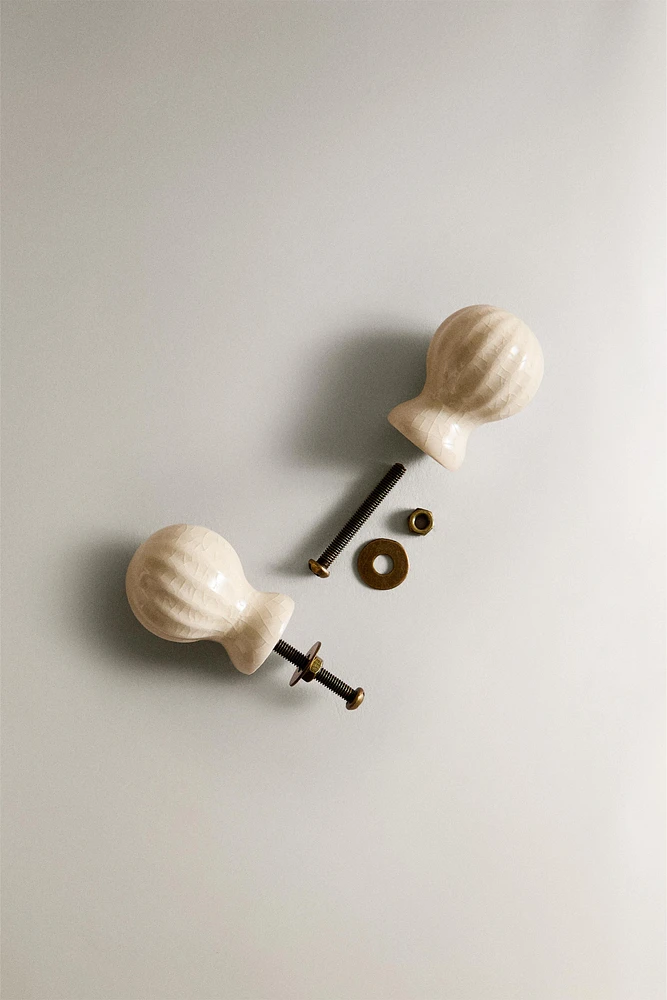 CRACKLED CERAMIC KNOB (SET OF 2)