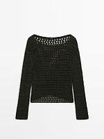 Pull en maille ajourée de coton mélangé