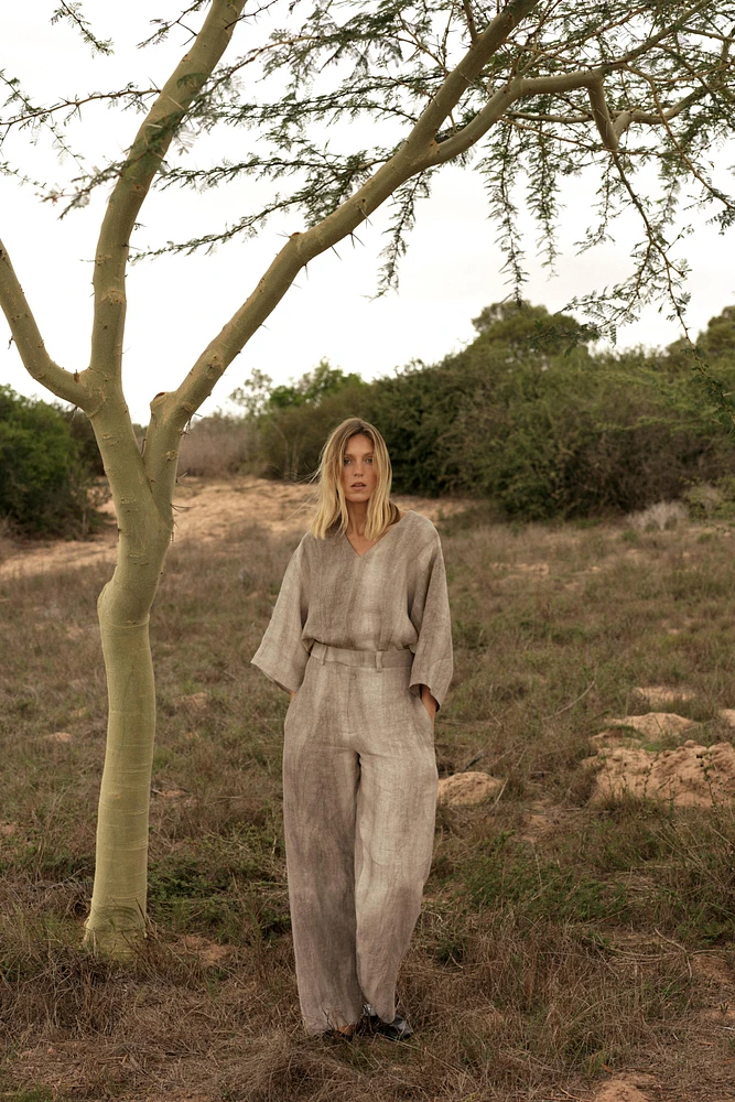 ZW COLLECTION 100% LINEN TIE-DYE TOP