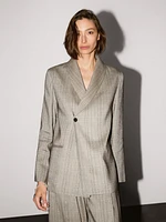 Blazer col smoking imprimé à carreaux
