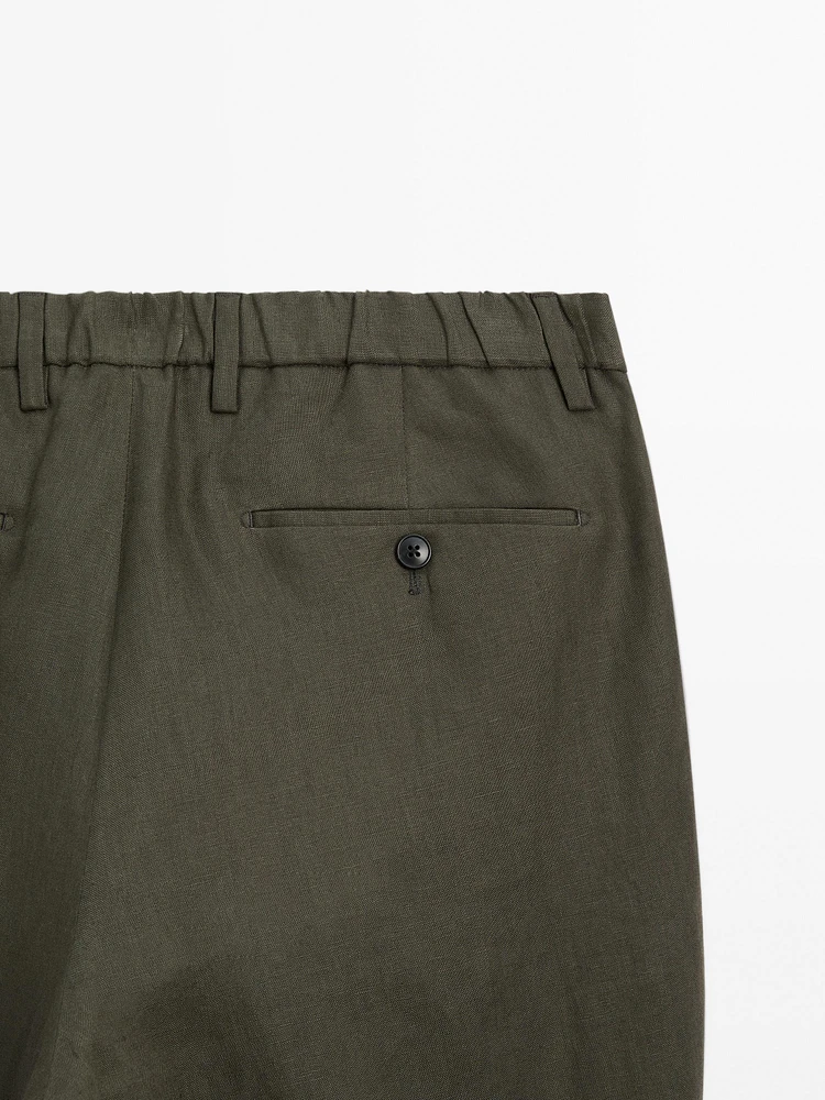 100% linen regular fit trousers