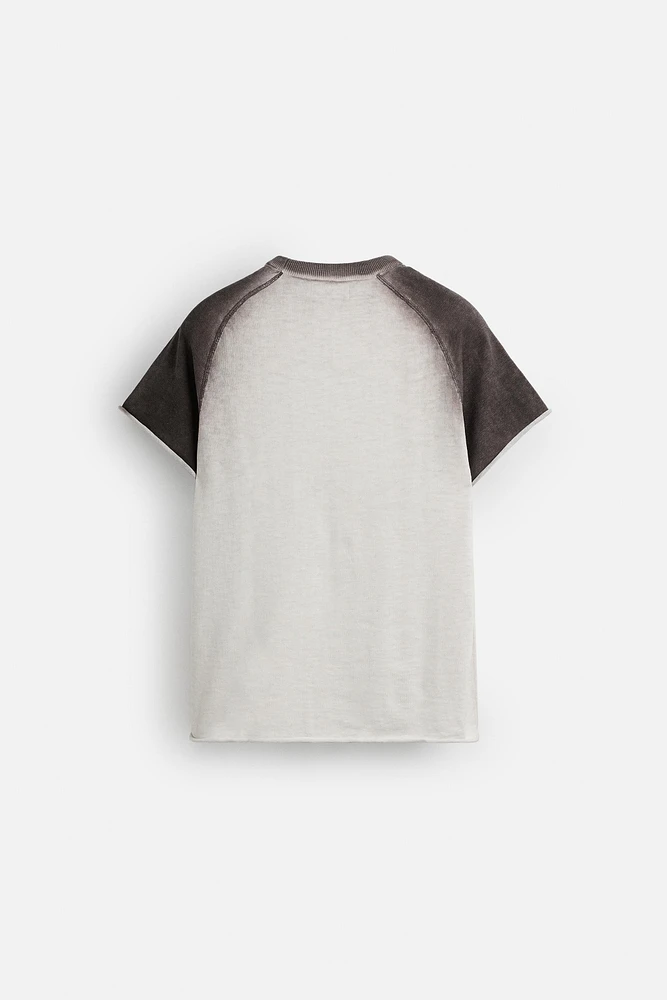 SPRAY PRINT KNIT T-SHIRT