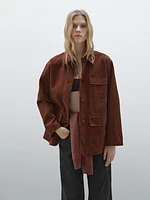 Russet cotton jacket with pocket details