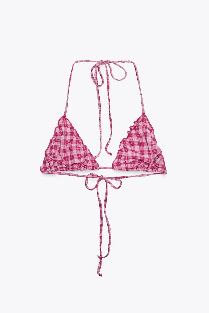 CHECKERED TRIANGLE BIKINI TOP