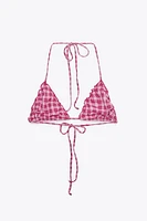 CHECKERED TRIANGLE BIKINI TOP