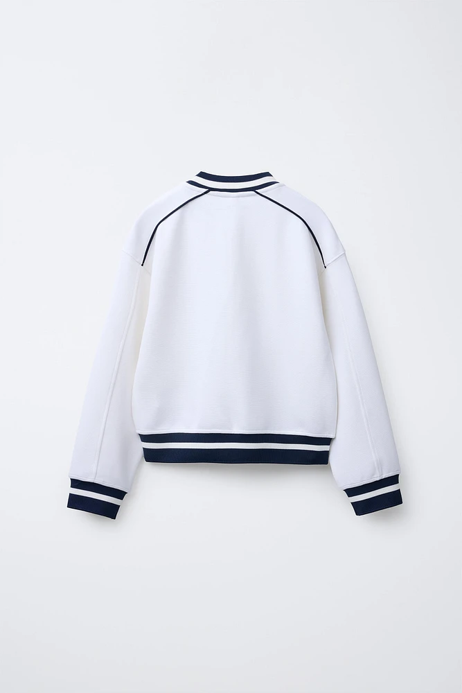 PIQUÉ BOMBER JACKET WITH MODAL