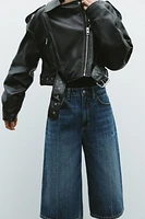 FAUX LEATHER CROP BIKER JACKET