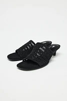 MULE TISSU TRESSÉ TALONS KITTEN