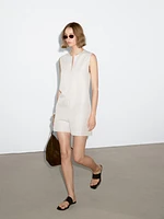 Linen blend short jumpsuit