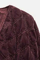 KIMONO EN VELOURS MATELASSÉ SURPIQUÉ