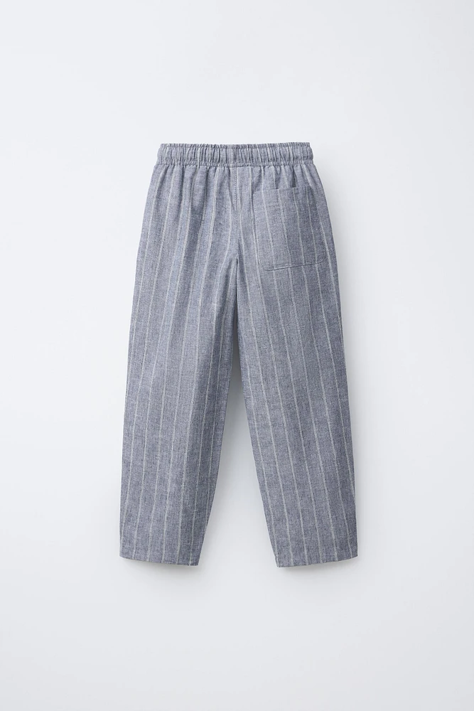 STRIPED LINEN BLEND PANTS