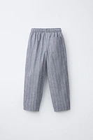 STRIPED LINEN BLEND PANTS