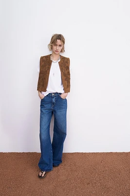 GILET EFFET DAIM BRODÉ