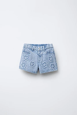 FLORAL DENIM SHORTS