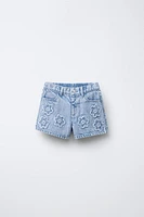 FLORAL DENIM SHORTS