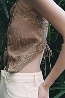BEADED EMBROIDERED TOP