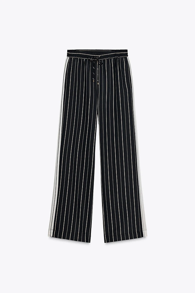 STRIPED WIDE LEG PANTS