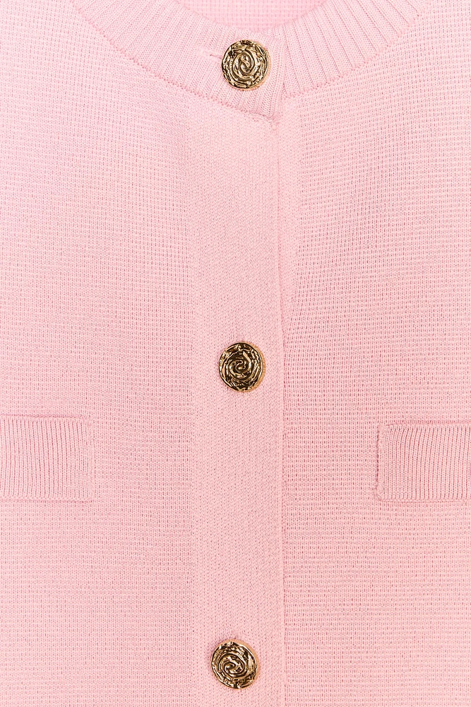 SHORT SLEEVE KNIT CARDIGAN