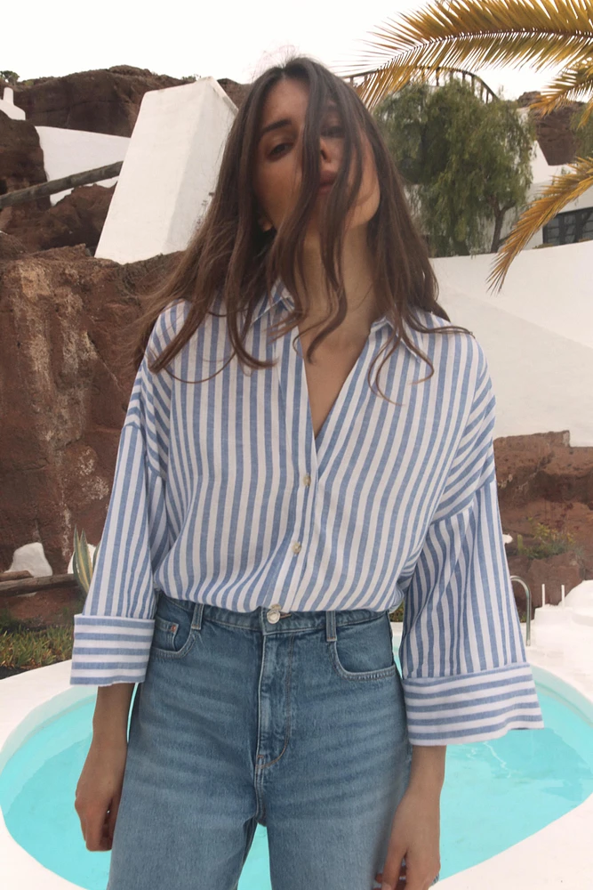 WIDE SLEEVE LINEN SHIRT