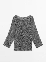 100% cotton flecked knit sweater