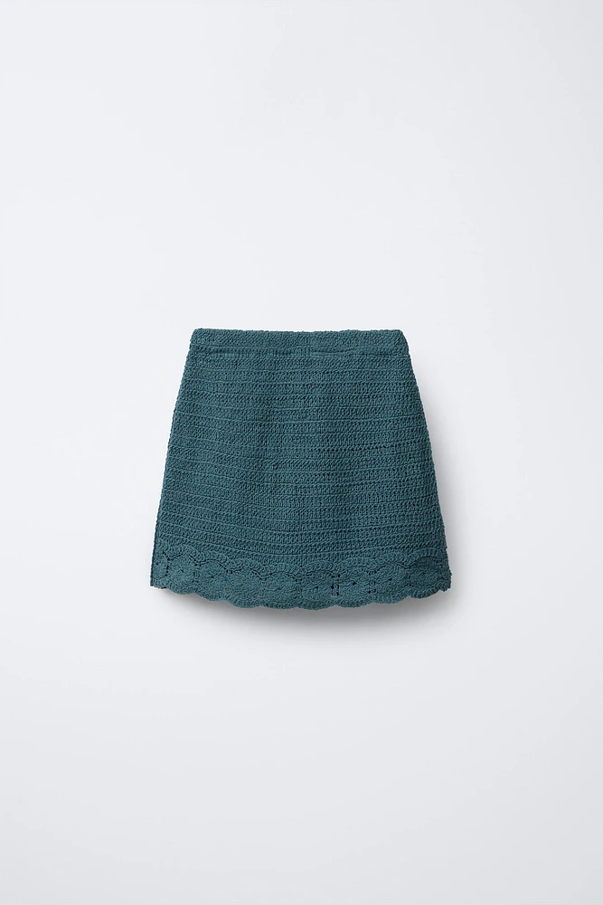 FLORAL CROCHET KNIT SKIRT