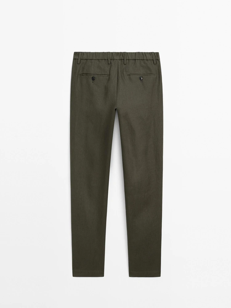 100% linen regular fit trousers