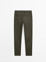 100% linen regular fit trousers
