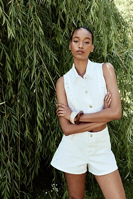 Z1975 EMBROIDERED EYELET VEST