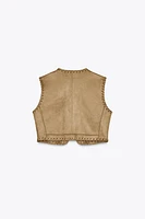 BRAIDED FAUX SUEDE VEST