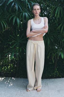STRIPED POPLIN PANTS