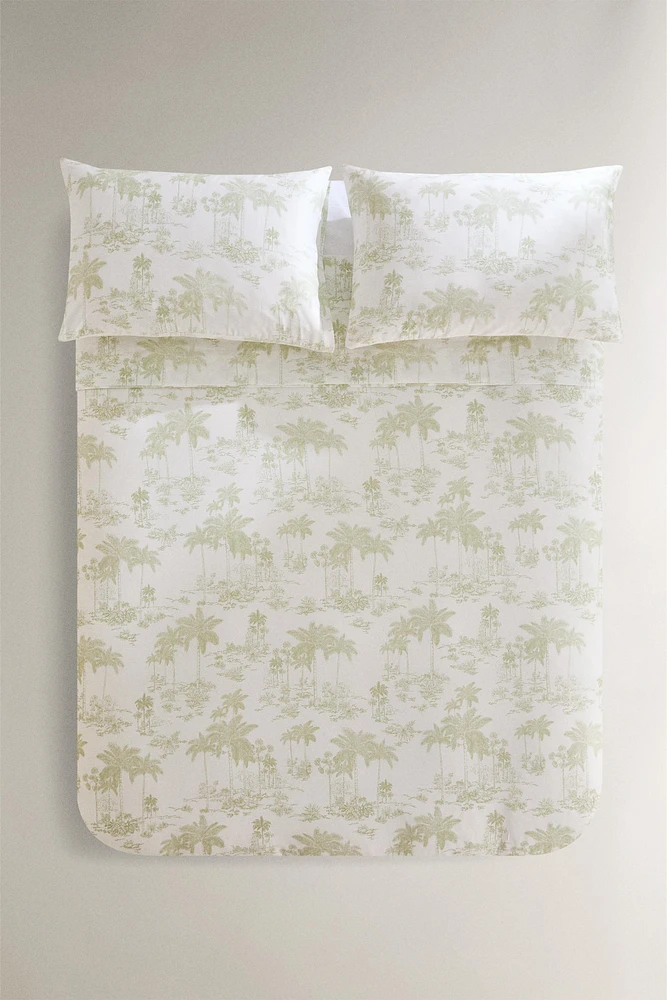 HOUSSE DE COUETTE SATIN TOILE JOUY PALMIERS
