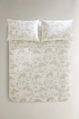 HOUSSE DE COUETTE SATIN TOILE JOUY PALMIERS