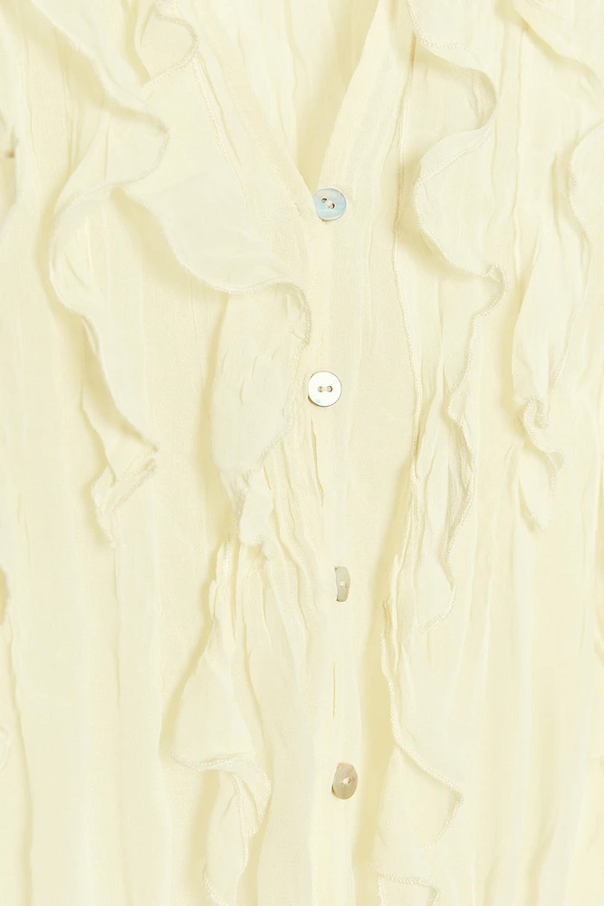 SEMI-SHEER RUFFLED TOP