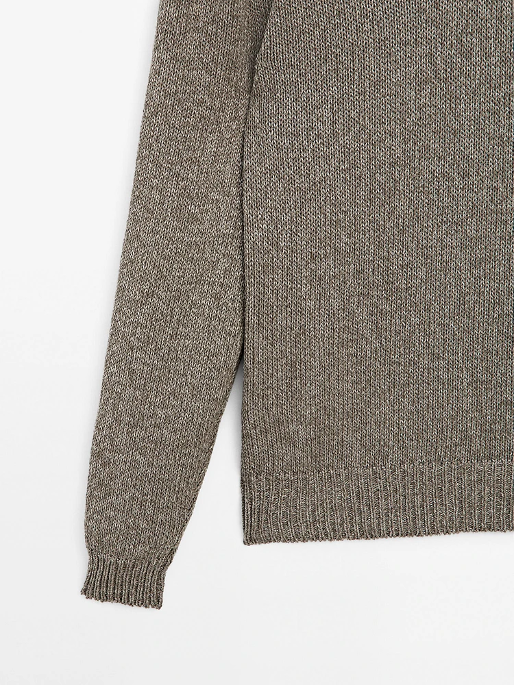 Pull en maille à col V chiné