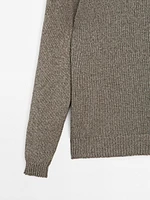 Pull en maille à col V chiné
