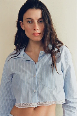 LACE TRIM CROP TOP AND SHIRT