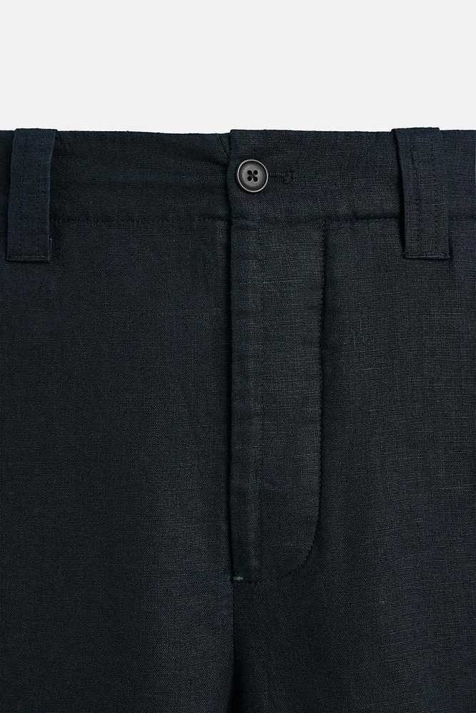 STRAIGHT FIT 100% LINEN PANTS