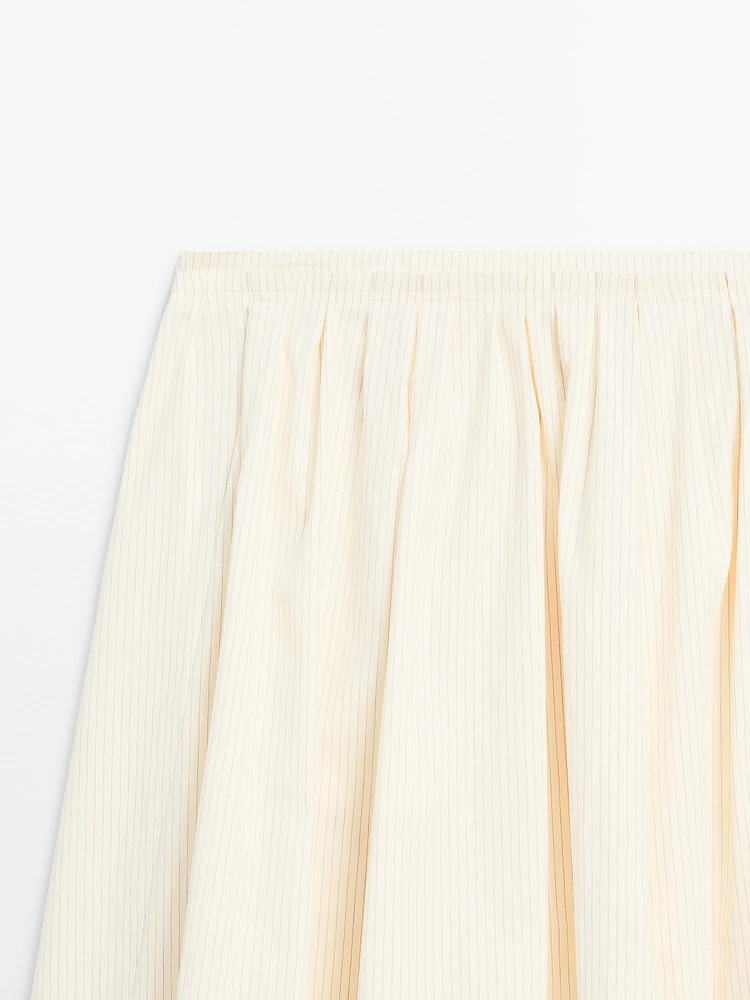 Stripe print flared midi skirt