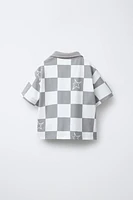 PLAID TEXT POLO SHIRT
