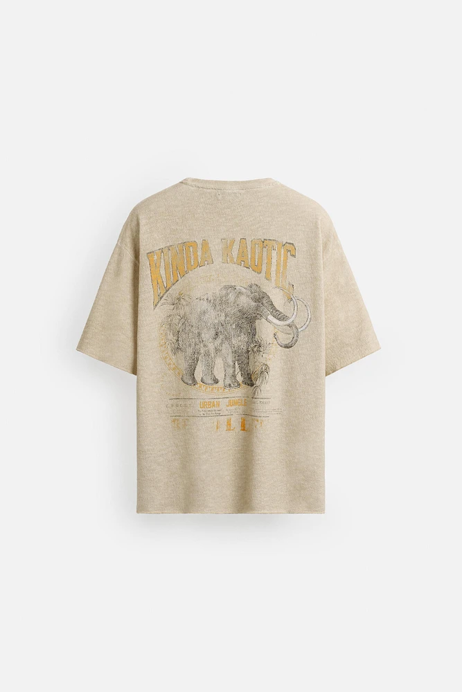 TEXTURED PRINT KNIT T-SHIRT