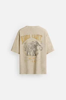 TEXTURED PRINT KNIT T-SHIRT