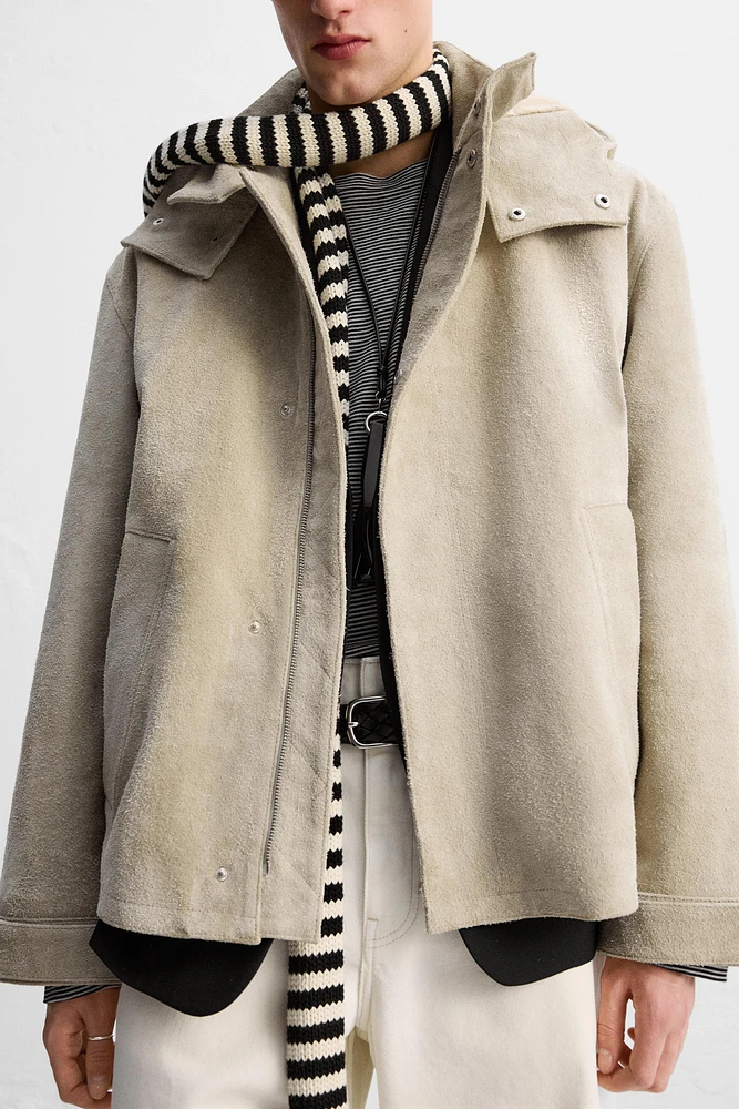 LIMITED EDITION SUEDE LEATHER HOODED JACKET