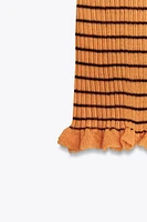 STRIPED RIB KNIT TOP