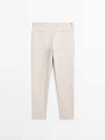 Pantalon tapered fit 100 % lin