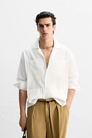 COTTON - LINEN TUCKED SHIRT