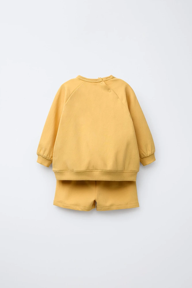 SWEATSHIRT AND BERMUDA SHORTS SET WITH LABEL