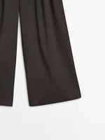 Pantalon plissé en lin mélangé