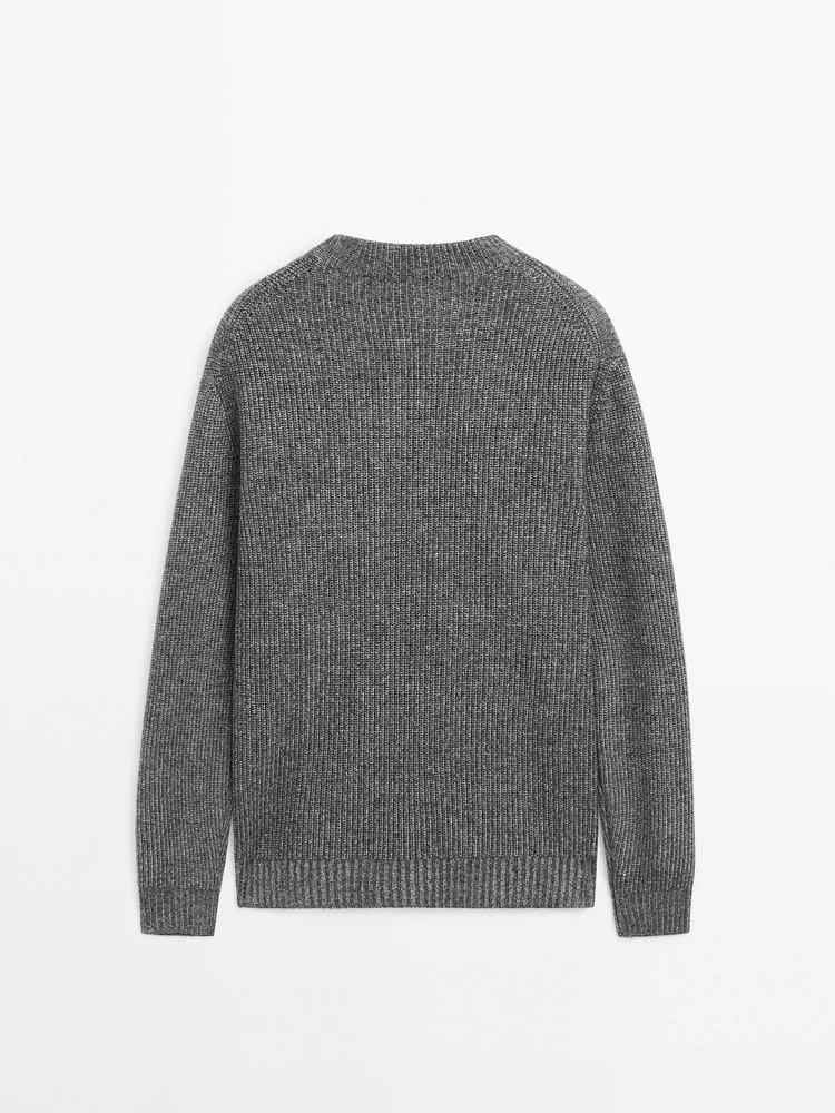 Ribbed knit wool blend sweater
