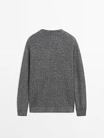 Ribbed knit wool blend sweater